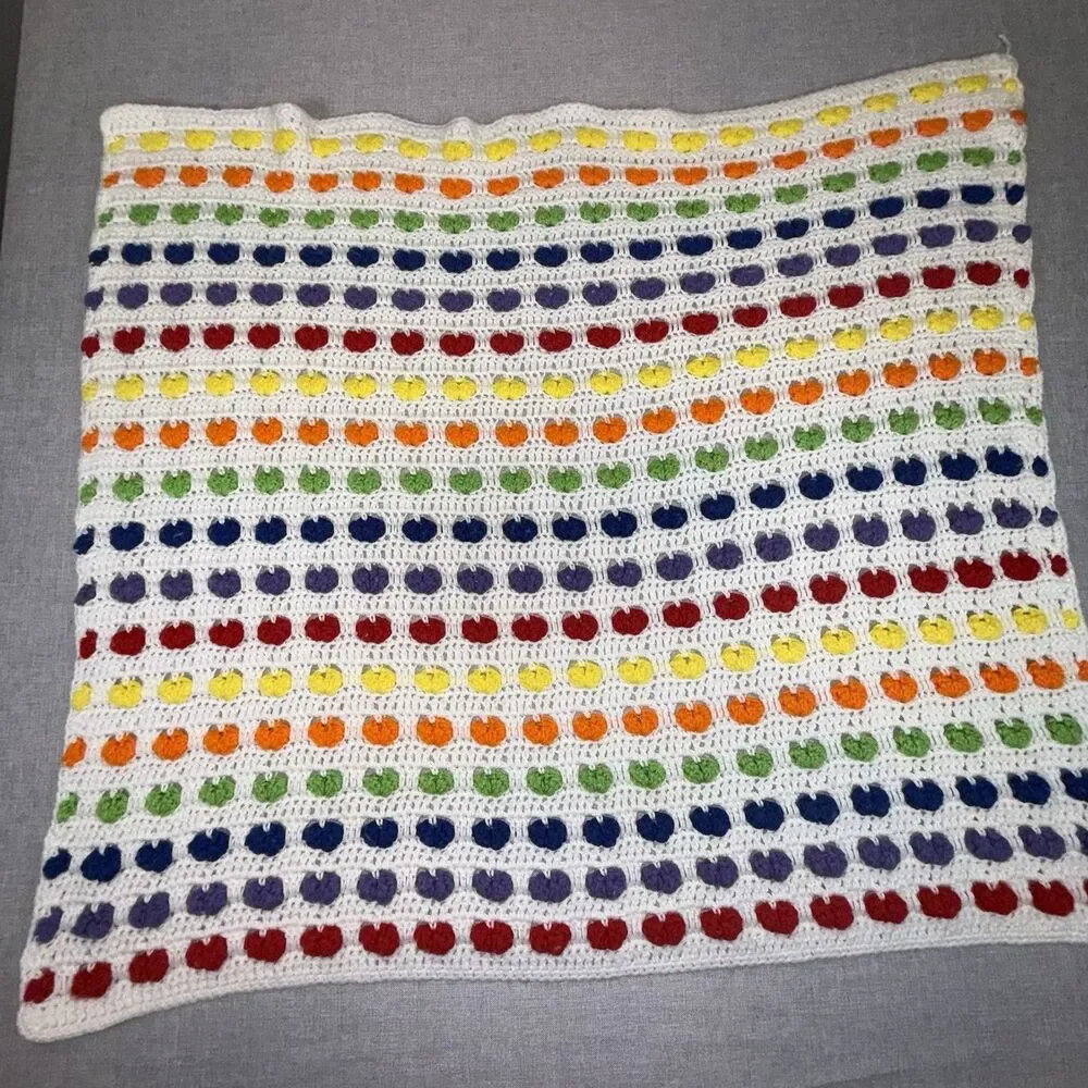 Handmade Crochet Rainbow Heart Baby Blanket Afghan Grandma Grannycore 34